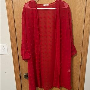 Red Sheer Kimono Cardigan